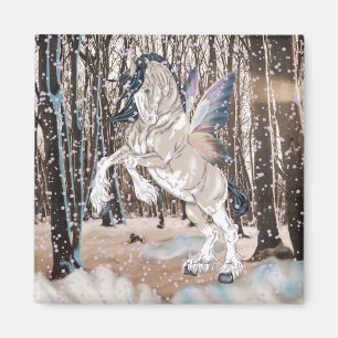 Clydesdale-Pferd-Feenzauber-Fantasy-Kunst Magnet