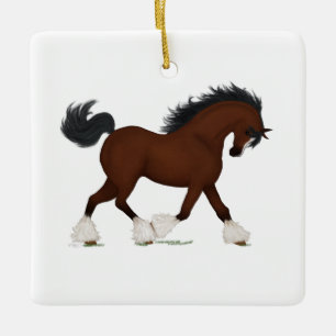 Clydesdale Pferd Personalisiert Reittiere Weihnach Keramikornament