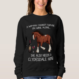 Clydesdale Pferd und Weinpferd Angepasst Sweatshirt