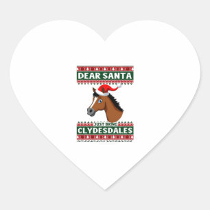 Clydesdale-Pferd-Weihnachten-Hässlicher-Weihnachts Herz-Aufkleber