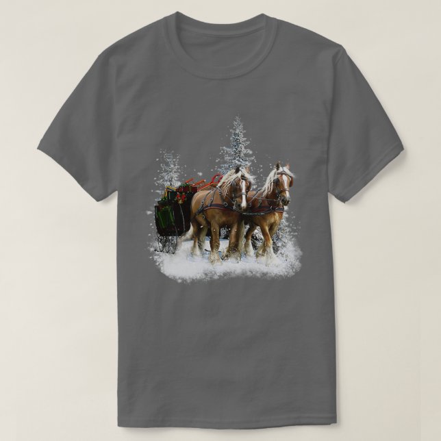 Clydesdale Pferde im Schnee Weihnachten  T-Shirt (Design vorne)