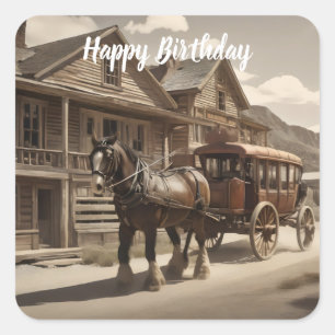Clydesdale Pferderückzug Stagecoach Quadratischer Aufkleber