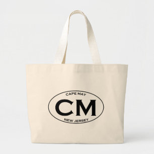Cm - Cape May New-Jersey Oval-Logo Jumbo Stoffbeutel