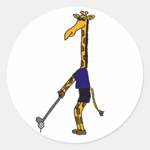 CM, Giraffe, die Golf-Entwurf spielt Runder Aufkleber