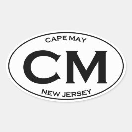 CM - Oval-Logo von CapMay New Jersey Ovaler Aufkleber