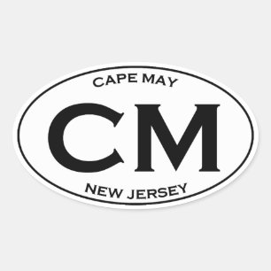 CM - Oval-Logo von CapMay New Jersey Ovaler Aufkleber