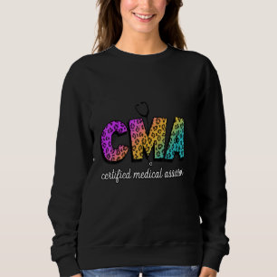 CMA Certified Medical Assistant Leopard Rainbow Co Sweatshirt