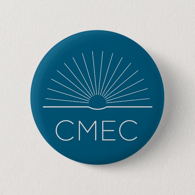 CMEC Button - Türkis mit weißem Logo (Vorderseite)