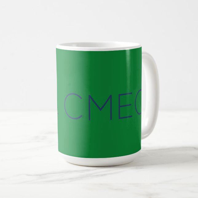 CMEC Kaffee Tasse - 15-oz, grün mit Marine (VorderseiteRechts)