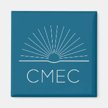 CMEC Kühlschrankmagnet - quadratisch, türkis mit w