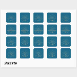 CMEC Stickers - Quadrat, blau mit Pfirsich, 1,5"x1