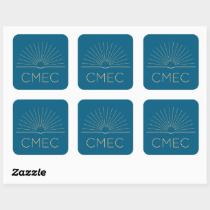 CMEC Stickers - Quadrat, blau mit Pfirsich, 3"x3"