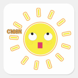 c'mon quadratischer aufkleber