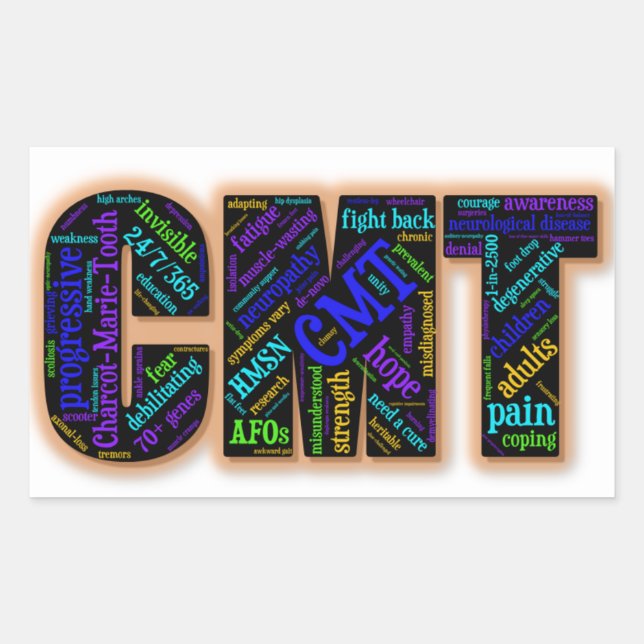 CMT Awareness Sticker (Word Cloud) (Vorderseite)