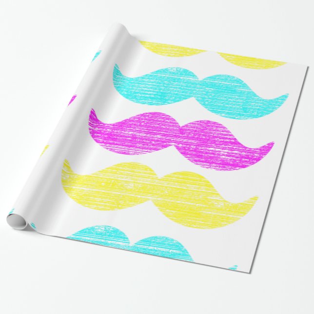 CMY Mustaches Geschenkpapier (Ungerollt)