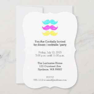 CMY Mustaches (Letterpress style) Einladung