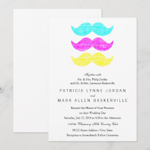 CMY Mustaches (Letterpress style) Einladung