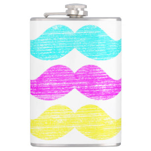 CMY Mustaches (Letterpress style) Flachmann