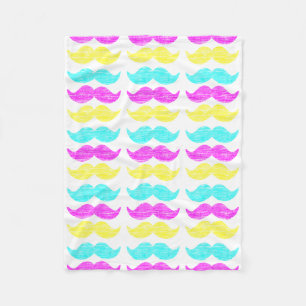 CMY Mustaches (Letterpress style) Fleecedecke