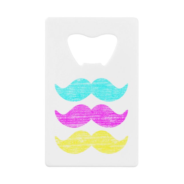CMY Mustaches (Letterpress style) Geldbeutel Flaschenöffner (Vorderseite)