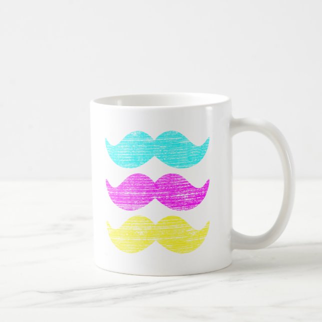 CMY Mustaches (Letterpress style) Kaffeetasse (Rechts)