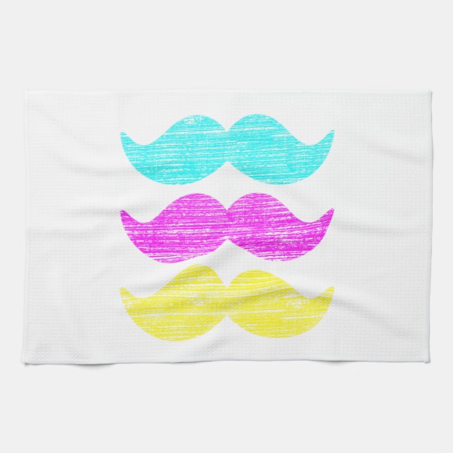 CMY Mustaches (Letterpress style) Küchentuch (Horizontal)