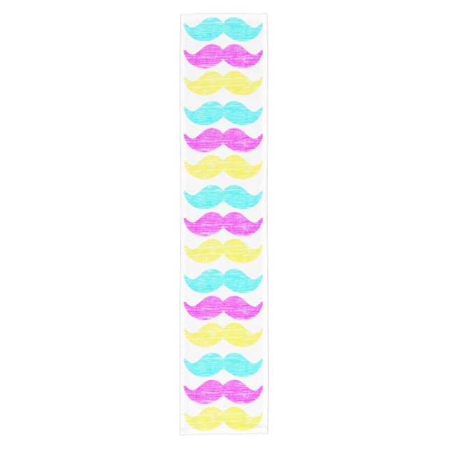 CMY Mustaches (Letterpress style) Kurzer Tischläufer (Vorderseite)