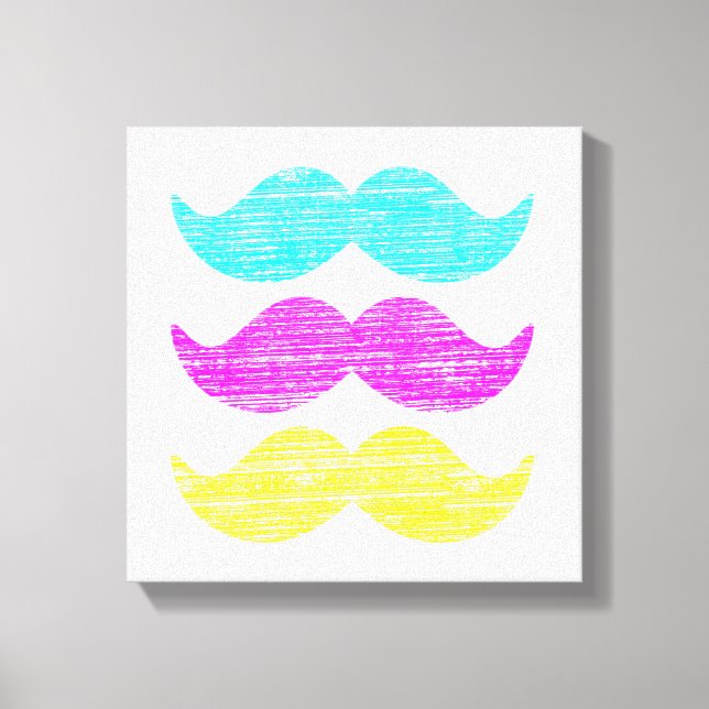 CMY Mustaches (Letterpress style) Leinwanddruck (Vorderseite)