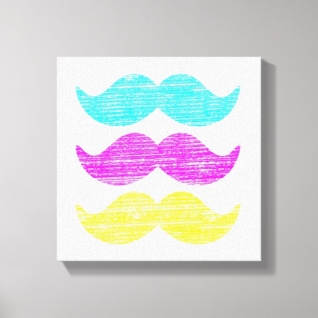 CMY Mustaches (Letterpress style) Leinwanddruck (Vorderseite)