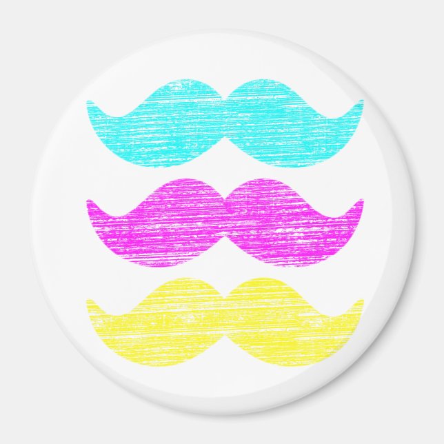 CMY Mustaches (Letterpress style) Magnet (Vorne)
