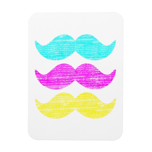 CMY Mustaches (Letterpress style) Magnet (Vertikal)
