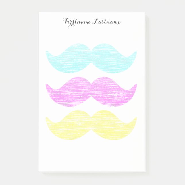 CMY Mustaches (Letterpress style) Post-it Klebezettel (Vorderseite)