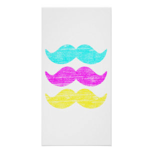 CMY Mustaches (Letterpress style) Poster