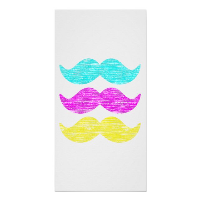 CMY Mustaches (Letterpress style) Poster (Vorderseite)