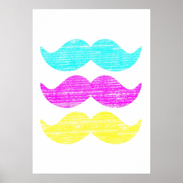 CMY Mustaches (Letterpress style) Poster (Vorne)