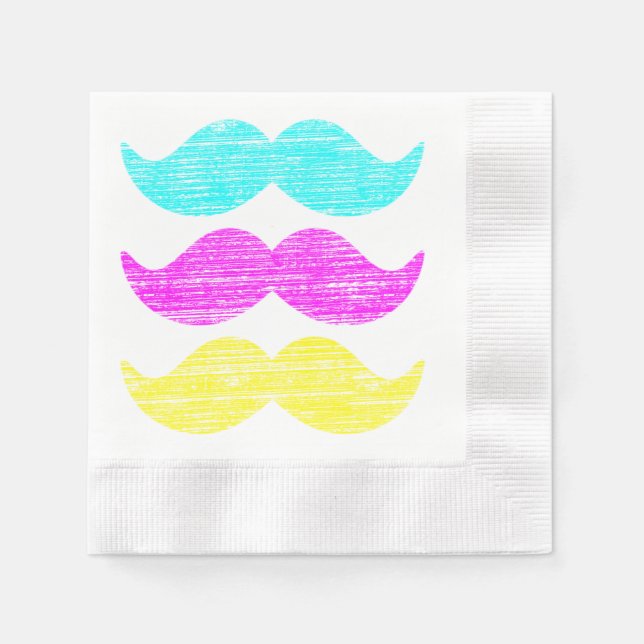 CMY Mustaches (Letterpress style) Räume Serviette (Vorderseite)