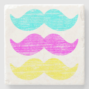 CMY Mustaches (Letterpress style) Steinuntersetzer