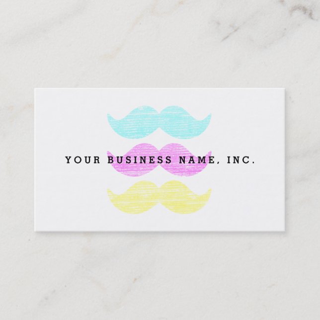 CMY Mustaches (Letterpress style) Visitenkarte (Vorderseite)