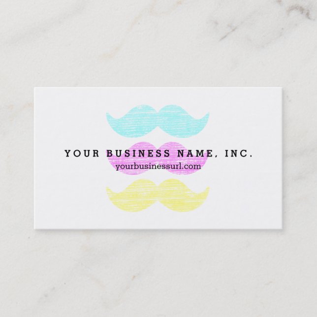 CMY Mustaches (Letterpress style) Visitenkarte (Vorderseite)