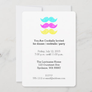 CMY Schnurrbärte (Letterpress-Stil) Einladung