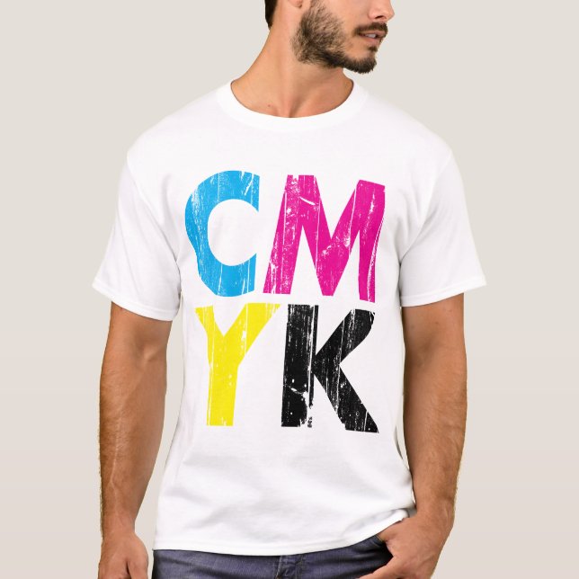 CMYK beunruhigte Staplungsart Shirt (Vorderseite)