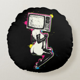 Cmyk Button-oben Rundes Kissen