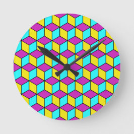 CMYK CUBE bekannte Kuben geometrische Muster Illus Runde Wanduhr