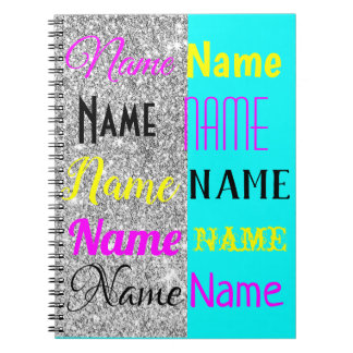 CMYK Cyber und Silberner Glitzer personalisiertes  Notizblock