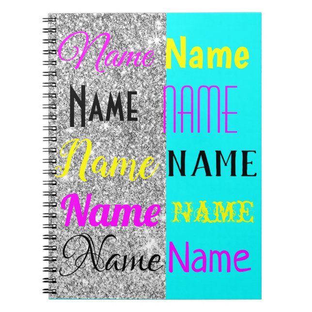 CMYK Cyber und Silberner Glitzer personalisiertes  Notizblock (Vorderseite)