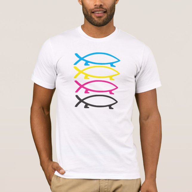 cmyk Darwin-Fische T-Shirt (Vorderseite)
