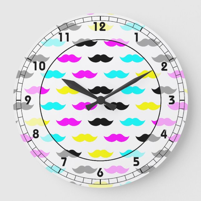 CMYK-Hipster-Schnurmuster Große Wanduhr (Vorderseite)