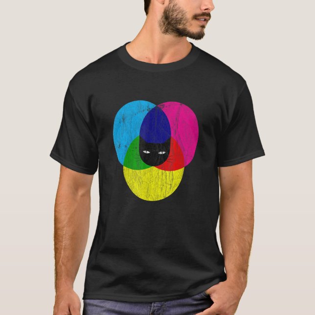 CMYK Katzen-Designer T-Shirt (Vorderseite)