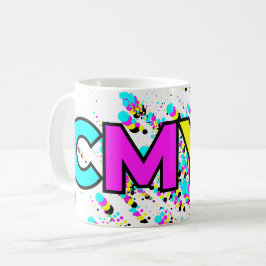 CMYK Paint Spritzer Monogram Kaffeetasse