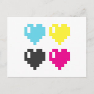 CMYK Pixel Herz-Postkarte Postkarte